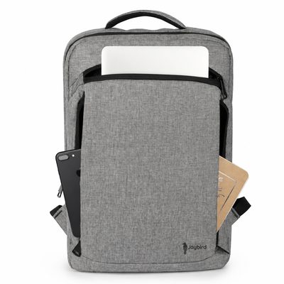 Açık Gri Slim Laptop Sırt Çantası — Logo Baskılı