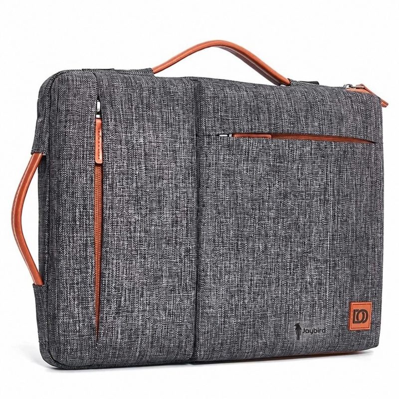 Anthracite Multi-Handle Laptop Bag with Leather Detail
