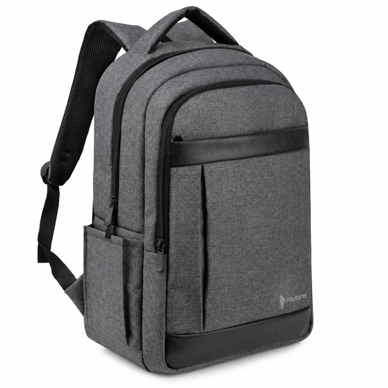 Anthracite Backpack with Faux-Leather Detailing