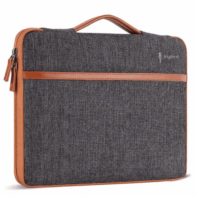 Antrasit Deri Saplı Slim Laptop Çantası — Logo Baskılı