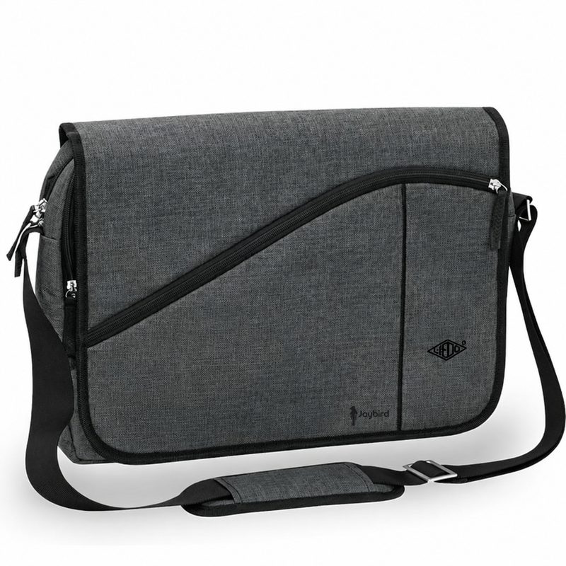 Anthracite Diagonal-Zip Laptop Messenger Bag