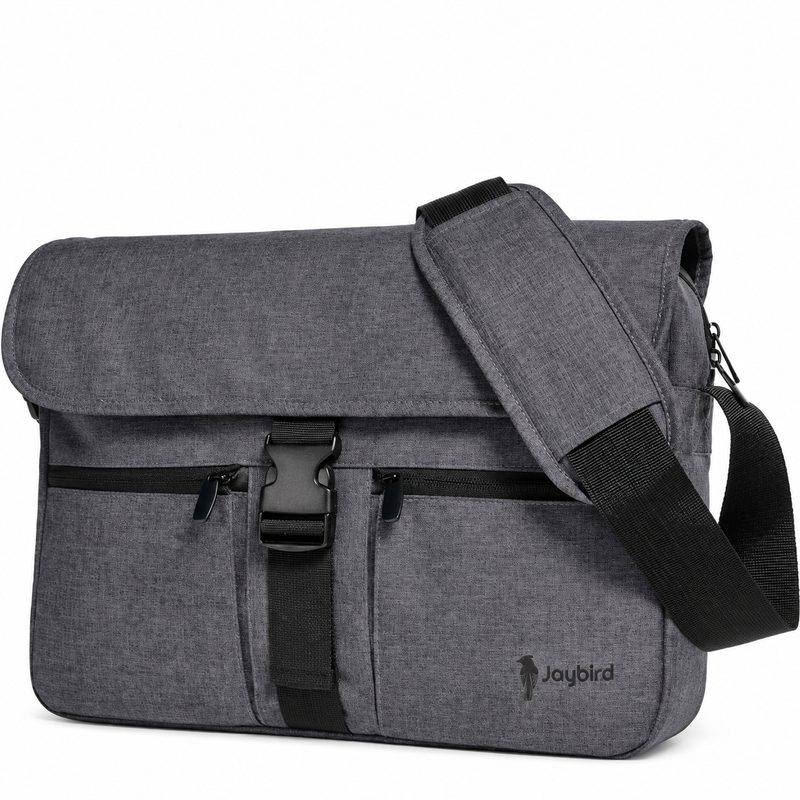Antrasit Gri Kapaklı Laptop Postacı Çantası — Toka Detaylı Logo Baskılı