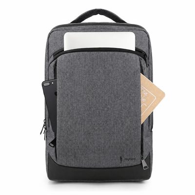 Antrasit Kırçıl Slim Laptop Sırt Çantası — Deri Tabanlı Logo Baskılı
