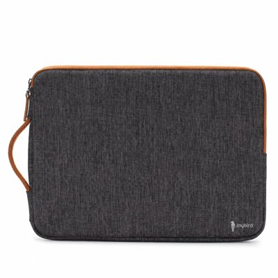Antrasit Laptop Sleeve — Taba Deri Detaylı Logo Baskılı Promosyon Notebook Kılıfı