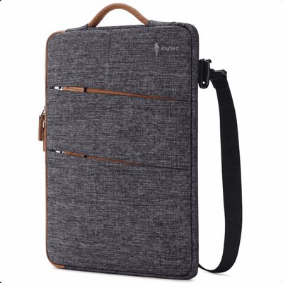 Antrasit Omuz Askılı Çift Fermuar Cepli Laptop Çantası — Logo Baskılı