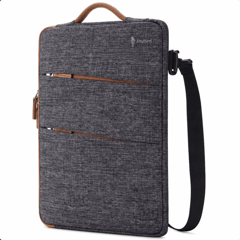 Anthracite Laptop Bag with Shoulder Strap & Double Zip Pockets