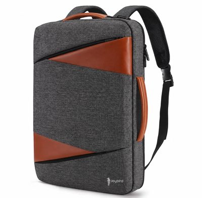 Antrasit Slim Laptop Sırt Çantası Deri Detaylı — Logo Baskılı