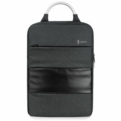 Antrasit Slim Laptop Sırt Çantası — Deri Panel Detaylı Logo Baskılı