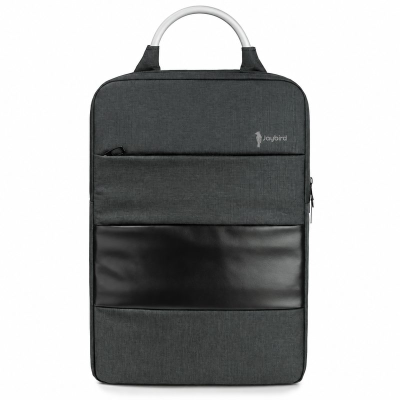 Anthracite Slim Laptop Backpack with Leather Panel
