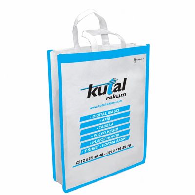 Beyaz Elyaf Bez Alışveriş Çantası — Kısa Saplı Logo Baskılı Promosyon Tote