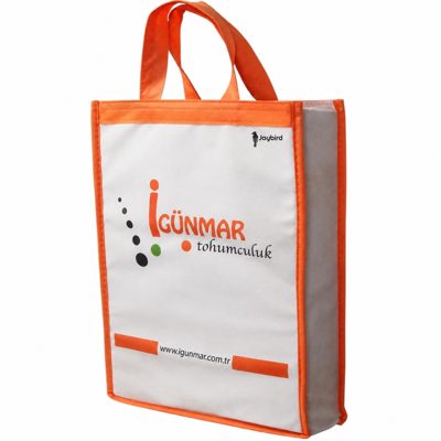 Beyaz Turuncu Non-Woven Tote Çanta - Logo Baskılı Promosyon Bez Çanta