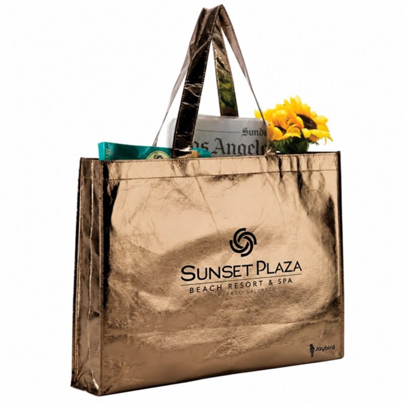 Bronz Lamineli Metalik Alışveriş & Tote Çanta — Logo Baskılı Promosyon