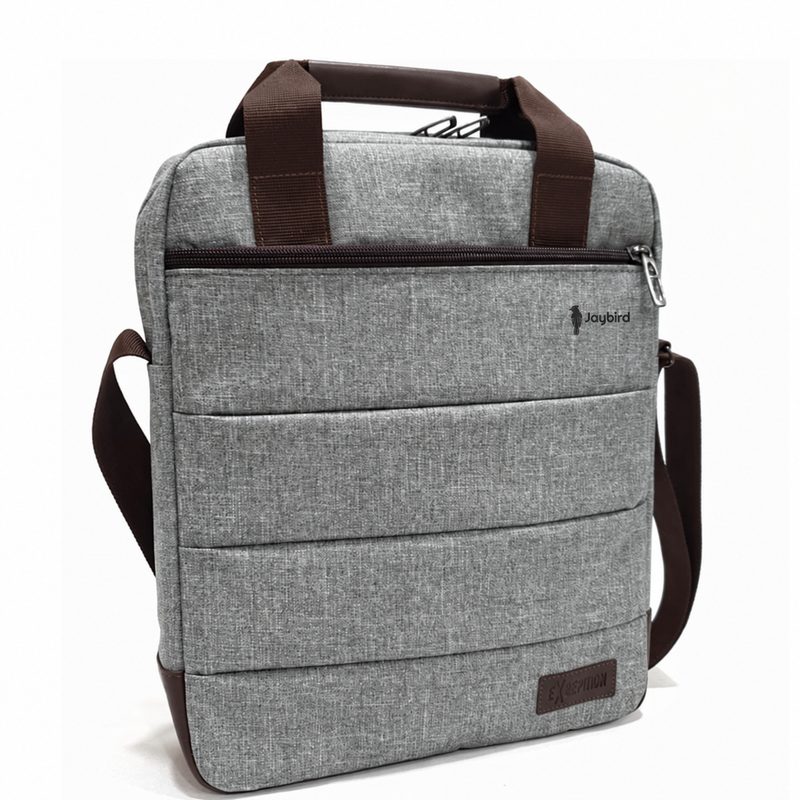 Grey Vertical Laptop & Tablet Shoulder Bag