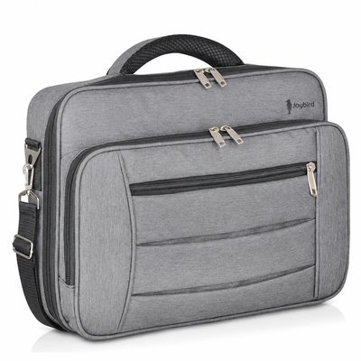 Gri Çok Bölmeli Yapılandırılmış Laptop Çantası — Logo Baskılı