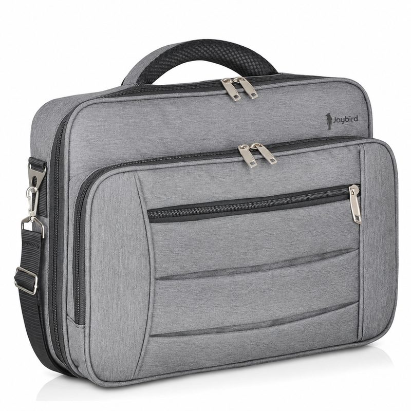 Grey Multi-Compartment Structured Laptop Bag