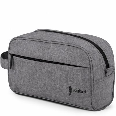 Gri Erkek Tıraş & Makyaj Çantası (Dopp Kit) — Logo Baskılı