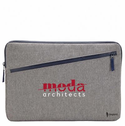 Gri Fermuarlı Laptop ve Tablet Kılıfı — Logo Baskılı