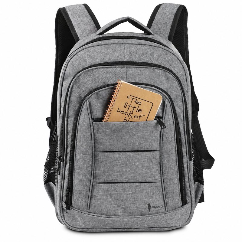 Grey Large-Capacity Backpack & School Bag