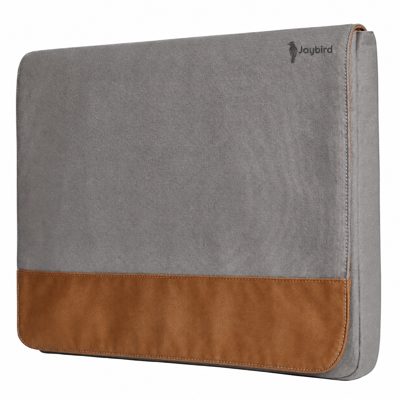 Gri Kanvas Deri Detaylı Laptop & Notebook Kılıfı — Logo Baskılı Kurumsal Promosyon