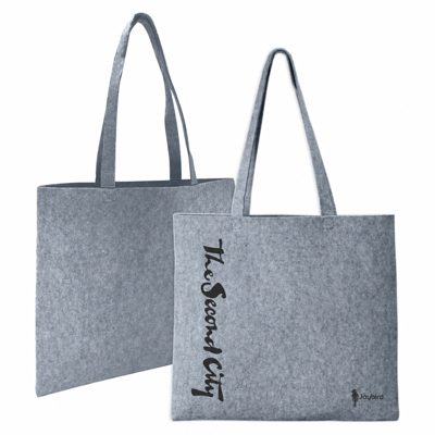 Gri Keçe Alışveriş Tote Çantası — Logo Baskılı Promosyon