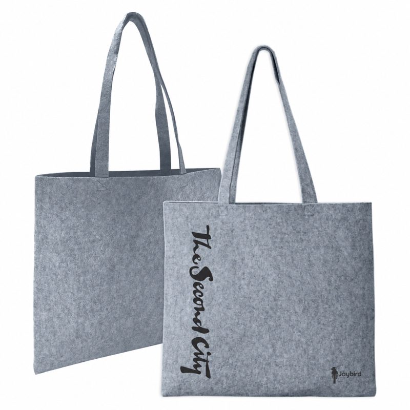 Gri Keçe Alışveriş Tote Çantası — Logo Baskılı Promosyon