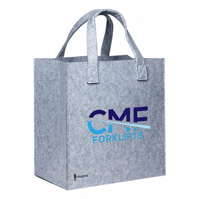 Gri Kulplu Keçe Alışveriş & Tote Çantası — Logo Baskılı