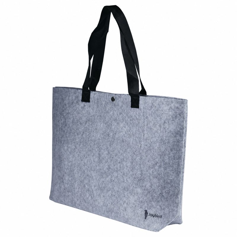 Gri Keçe Plaj ve Alışveriş Tote Çantası — Logo Baskılı Promosyon