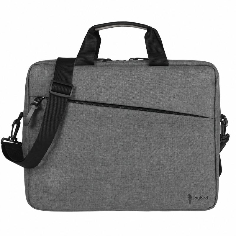 Grey Linen-Texture Slim Laptop Bag