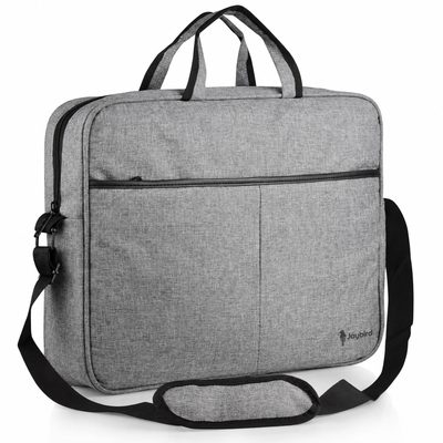 Gri Keten Dokulu Laptop Evrak Çantası — Logo Baskılı