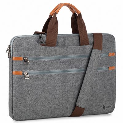 Gri Kumaş Omuz Askılı Laptop Evrak Çantası — Logo Baskılı