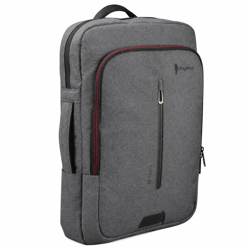 Grey Laptop Backpack with Red Zip Detail