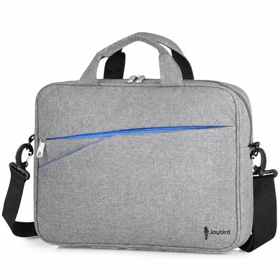 Gri Mavi Fermuar Detaylı Laptop Çantası — Logo Baskılı