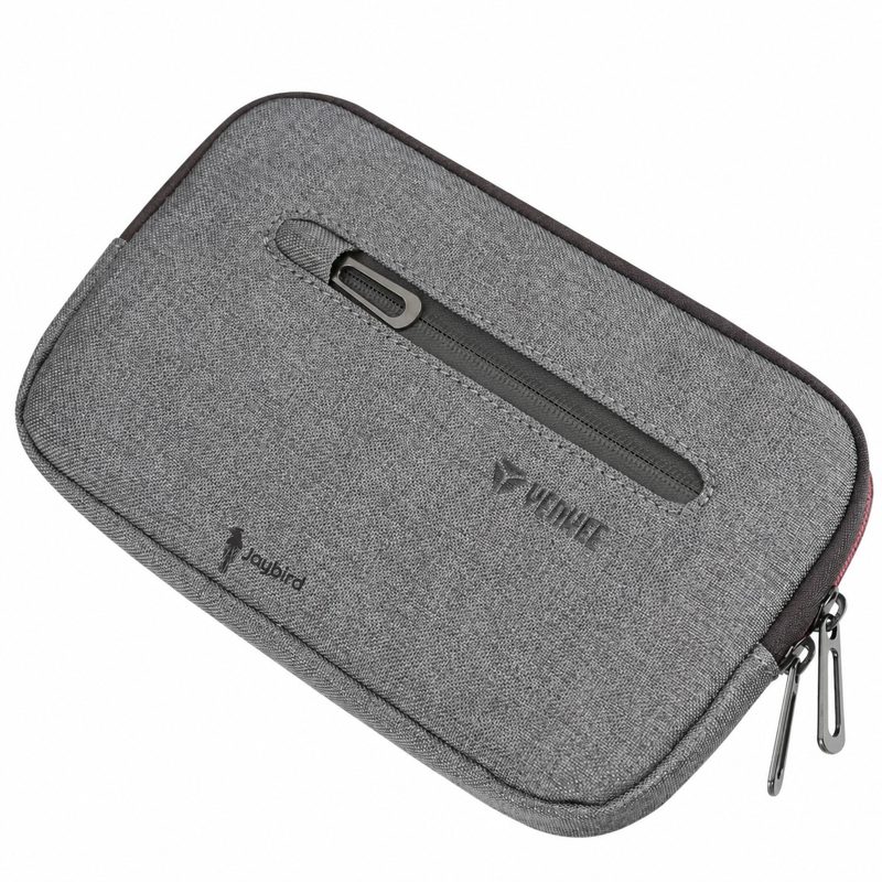 Gri Melanj El Çantası Organizer — Fermuarlı Logo Baskılı Promosyon Clutch