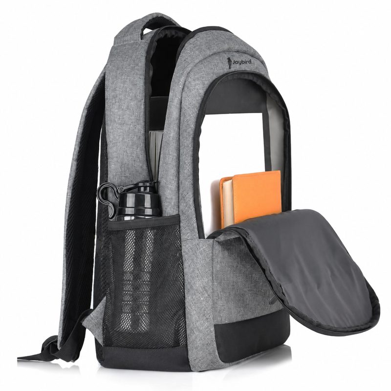 Grey Melange Side-Opening Laptop Backpack