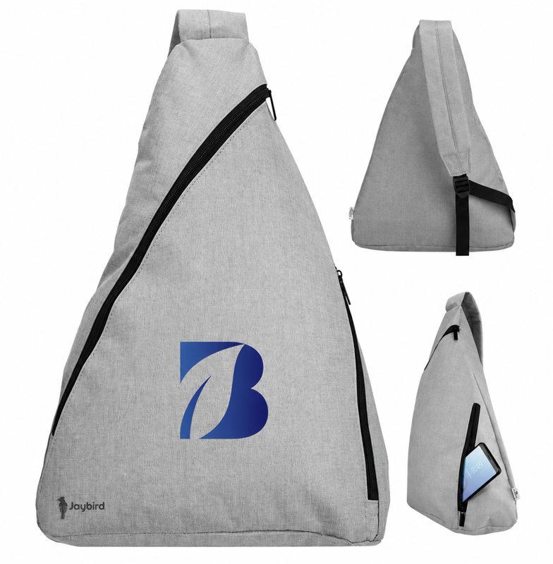 Gri Melanj Üçgen Body Bag Çapraz Askılı Sling Çanta — Logo Baskılı Promosyon