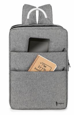 Gri Metal Saplı Laptop Sırt Çantası — Ön Cepli Tablet ve Notebook Bölmeli