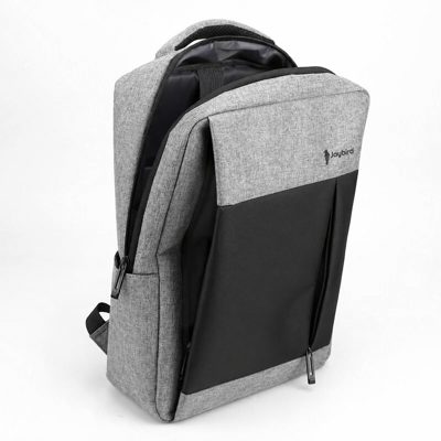 Gri-Siyah İmperteks Sırt Çantası — Slim Logo Baskılı Promosyon Laptop Sırt Çantası