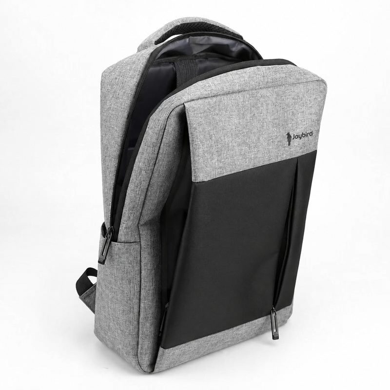 Gri-Siyah İmperteks Sırt Çantası — Slim Logo Baskılı Promosyon Laptop Sırt Çantası