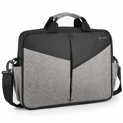 Gri Siyah V Kesim Laptop Evrak Çantası — Logo Baskılı