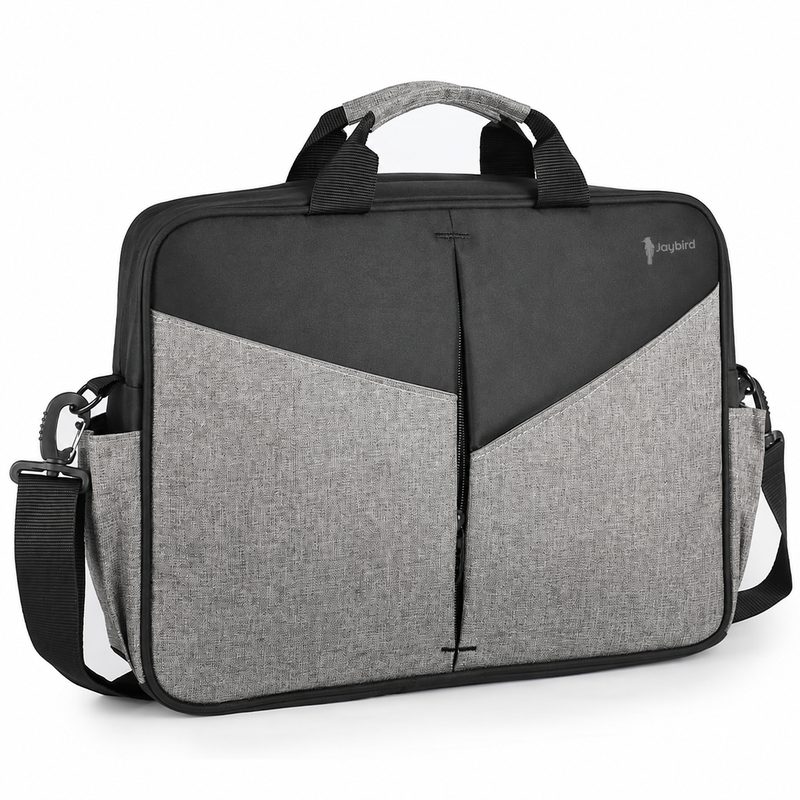 Grey and Black V-Cut Laptop Briefcase