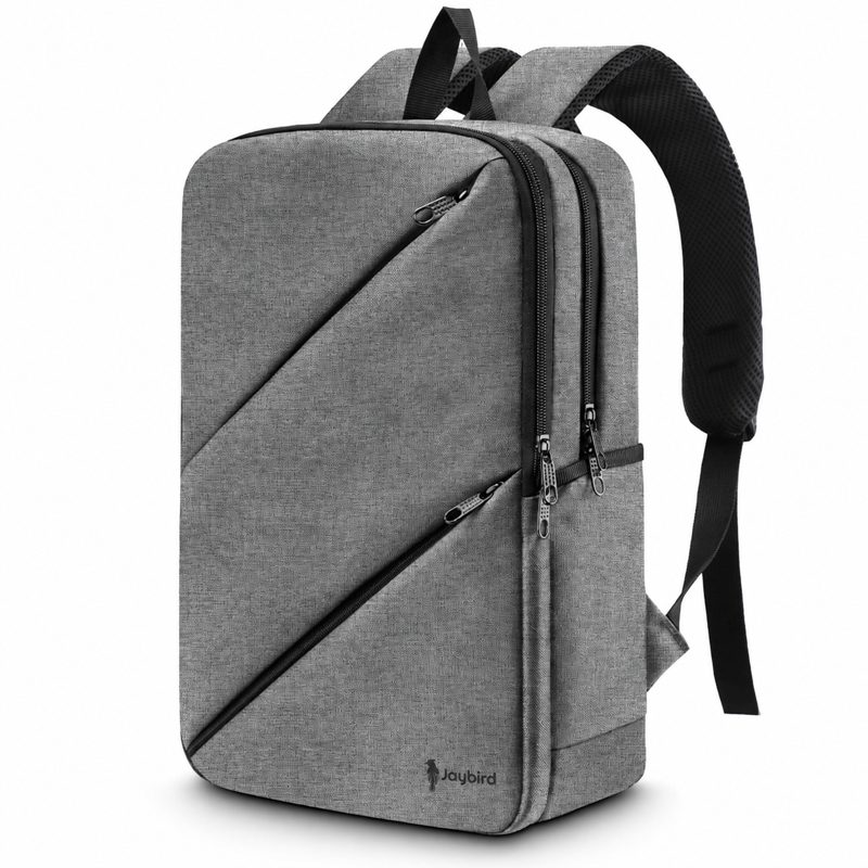 Gri Slim Laptop Sırt Çantası — Çapraz Fermuarlı Kurumsal Promosyon Çanta