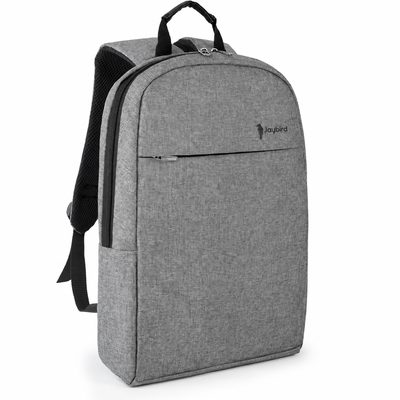 Gri Yatay Fermuarlı Laptop Sırt Çantası — Logo Baskılı