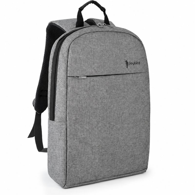 Grey Horizontal-Zip Laptop Backpack