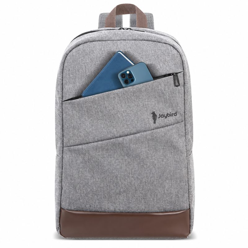 Grey Laptop Backpack with Side Flask Pocket