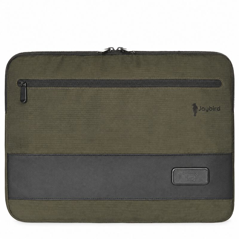 Khaki Slim Tablet & Laptop Sleeve with Zip Pocket