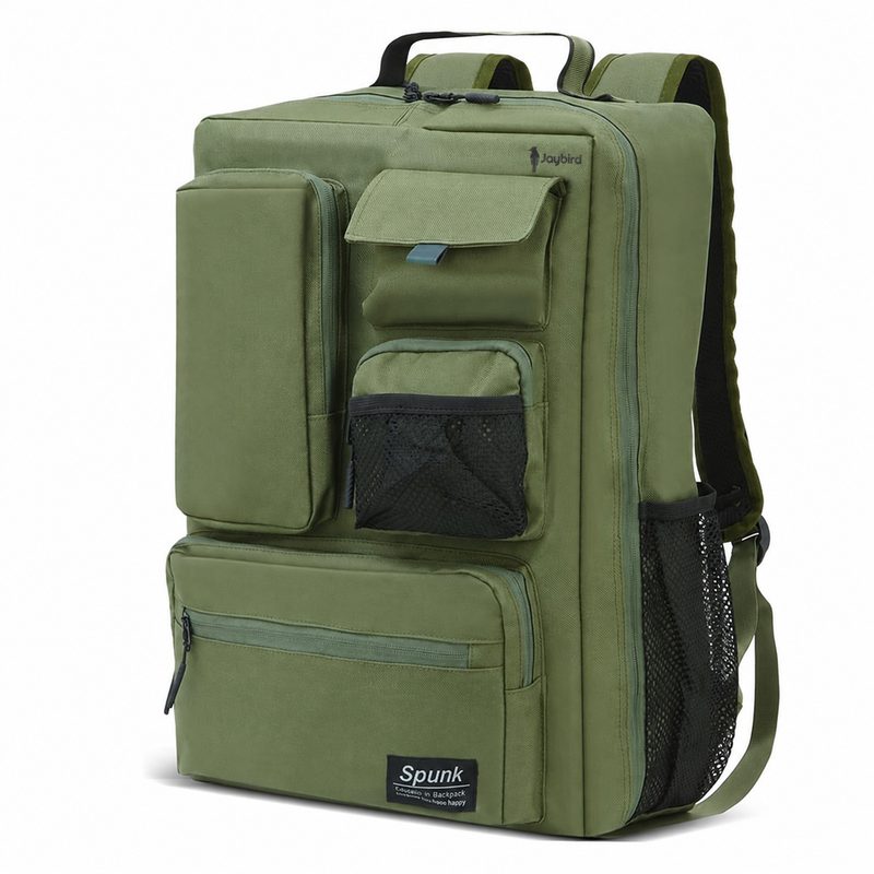 Khaki Green Multi-Pocket Outdoor Backpack