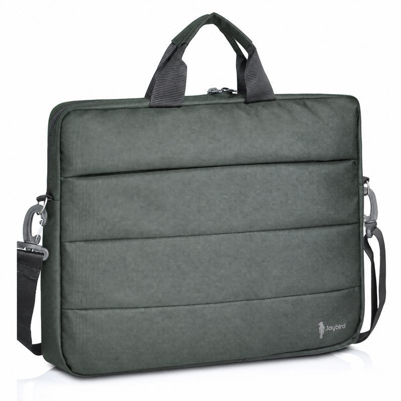 Khaki Green Quilted Conference Laptop Document Bag with Shoulder Strap