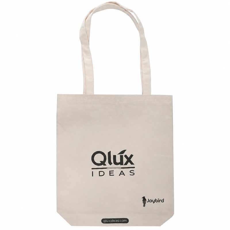 Natural Canvas Long-Handle Tote Bag with Gusseted Base