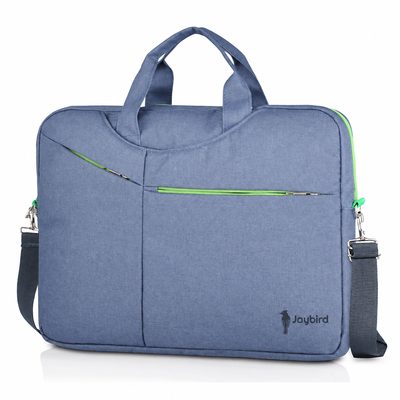 İndigo Mavi Yeşil Fermuarlı Laptop El & Omuz Çantası — Logo Baskılı