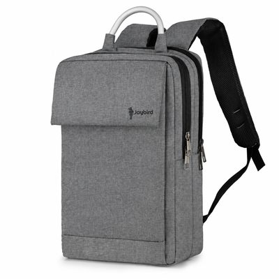 Keten Gri Şehirli Laptop Sırt Çantası — Kapaklı Logo Baskılı